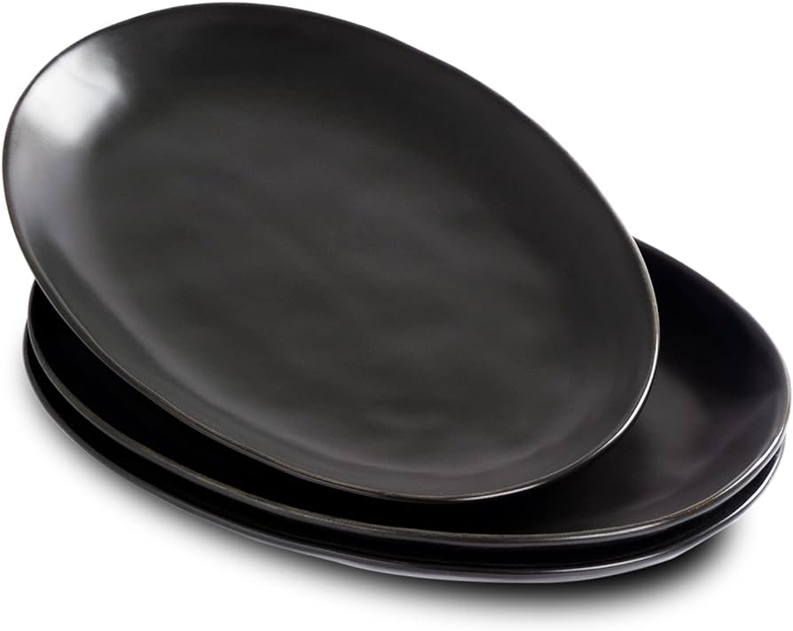 Modern Black Rectangular Oval Appetizer Plates – Ideal for Any Occasion