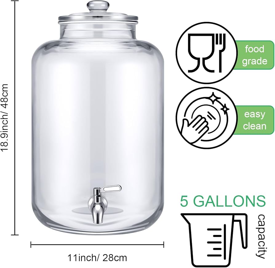 5 Gallon Drink Dispensers with Spigith Spigot： Perfect for Parties, Picnics, and More