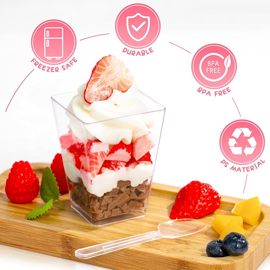 Durable Dessert Cups with Lids – Perfect for Parfaits and Layered Treats