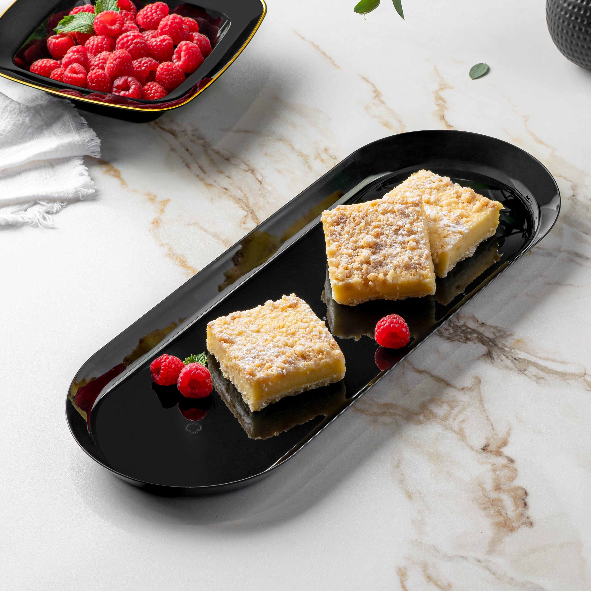 Modern Black Rectangular Oval Appetizer Plates – Ideal for Any Occasion