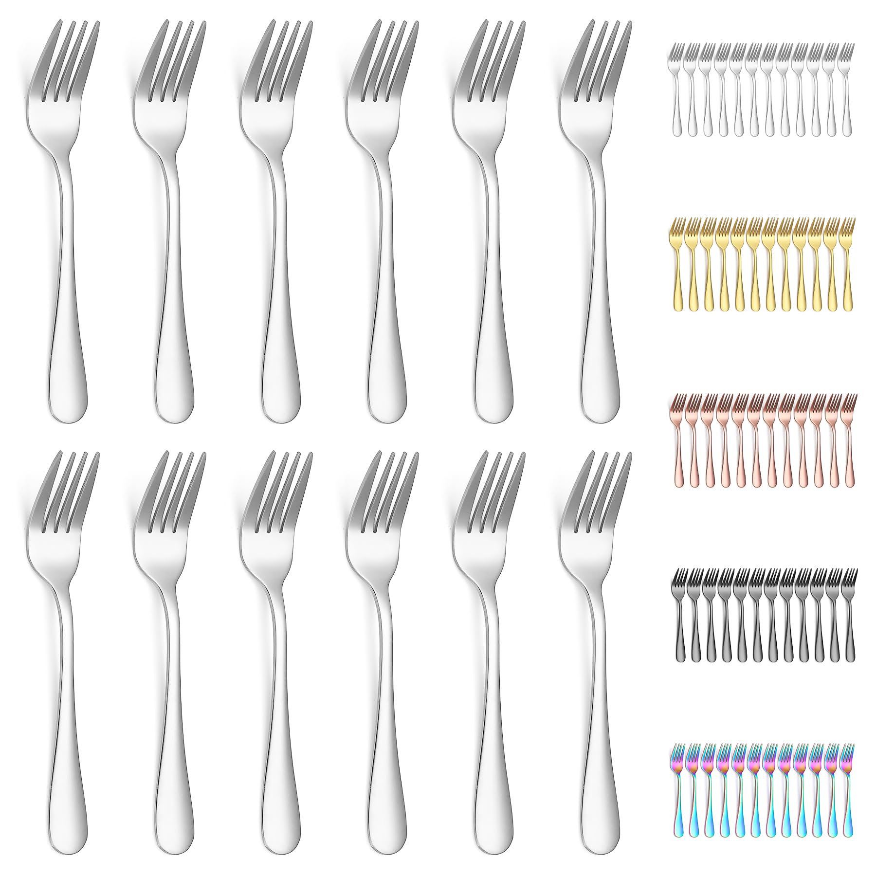 Premium Dessert Forks Set - 12-Piece Stainless Steel Pastry Forks for Pastries & Fruit