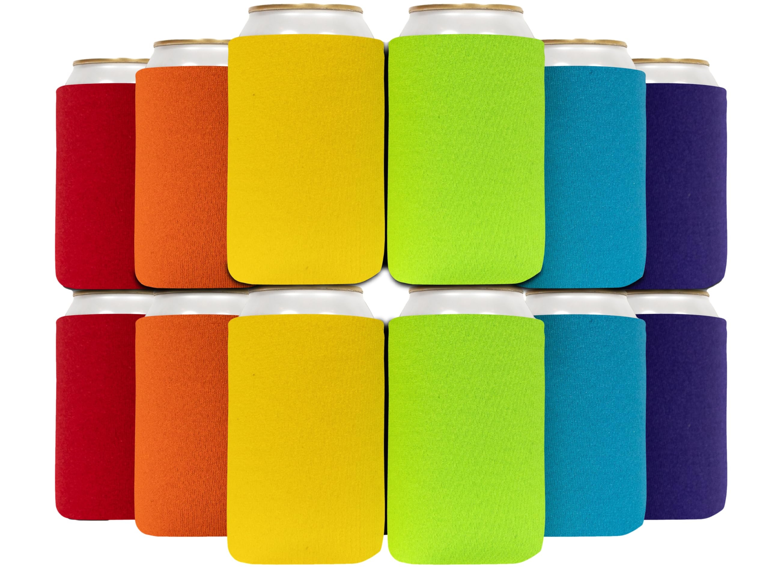 Blank Drink Koozie Sleeves - 12 Pack Foam Collapsible Beer Can Coolers for DIY Projects