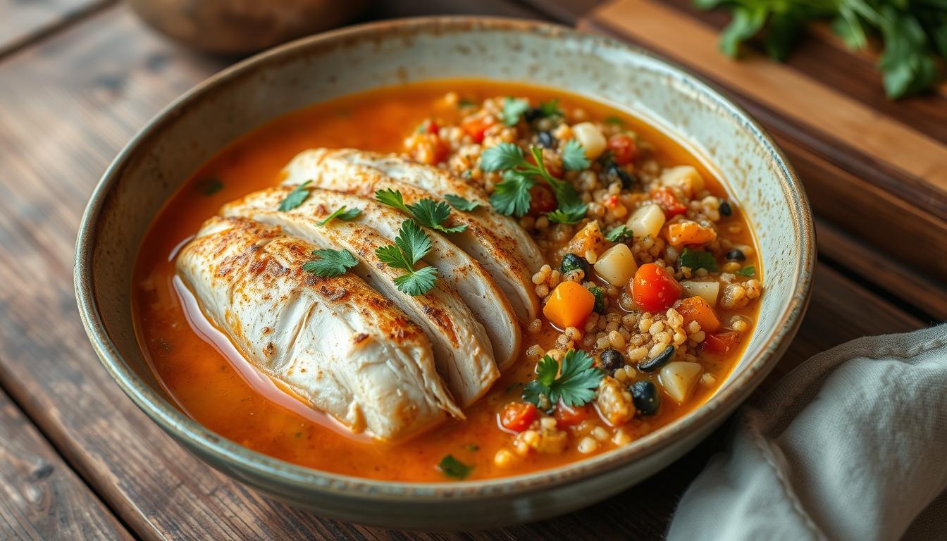 Leftover Quinoa and Chicken Breast in Creamy Mushroom Soup Recipe