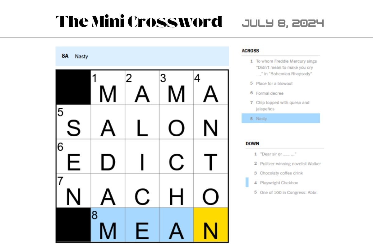 Chocolaty Coffee Drink Answer in NYT Crossword - July 8, 2024