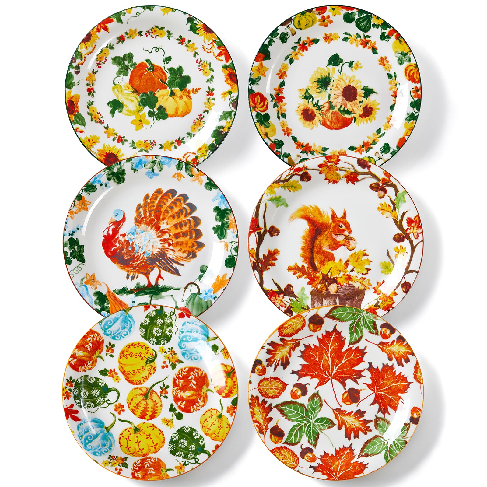 Autumn-Inspired Fall Dinner Plates: Ceramic, Microwave & Dishwasher Safe