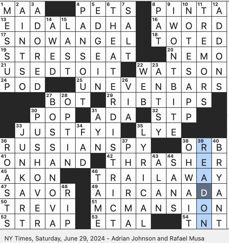 October 6, 2023 NYT Crossword: Sushi Bar Appetizer Revealed